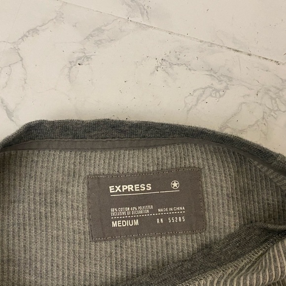 Mens Size Medium Express Heathered Gray Cotton Sweater Crew Neck Pullover​​​ - Picture 6 of 6
